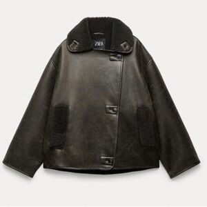 Zara Relaxed Double Faced Faux Shearling Jacket